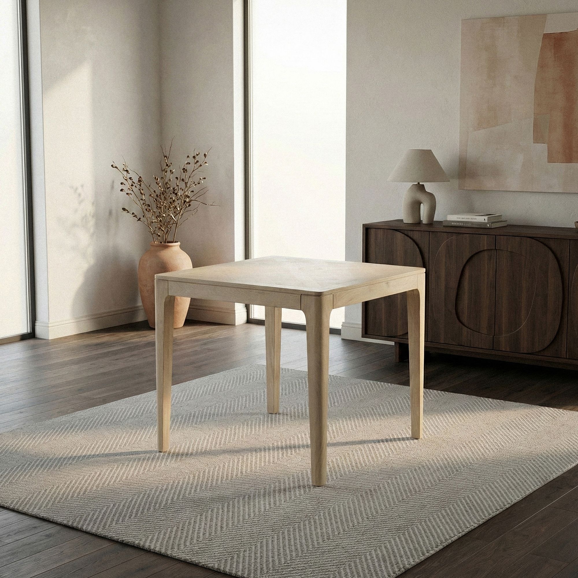 Esstisch Solund Mango Massivholz Weiß gewaschen 80 × 80 cm