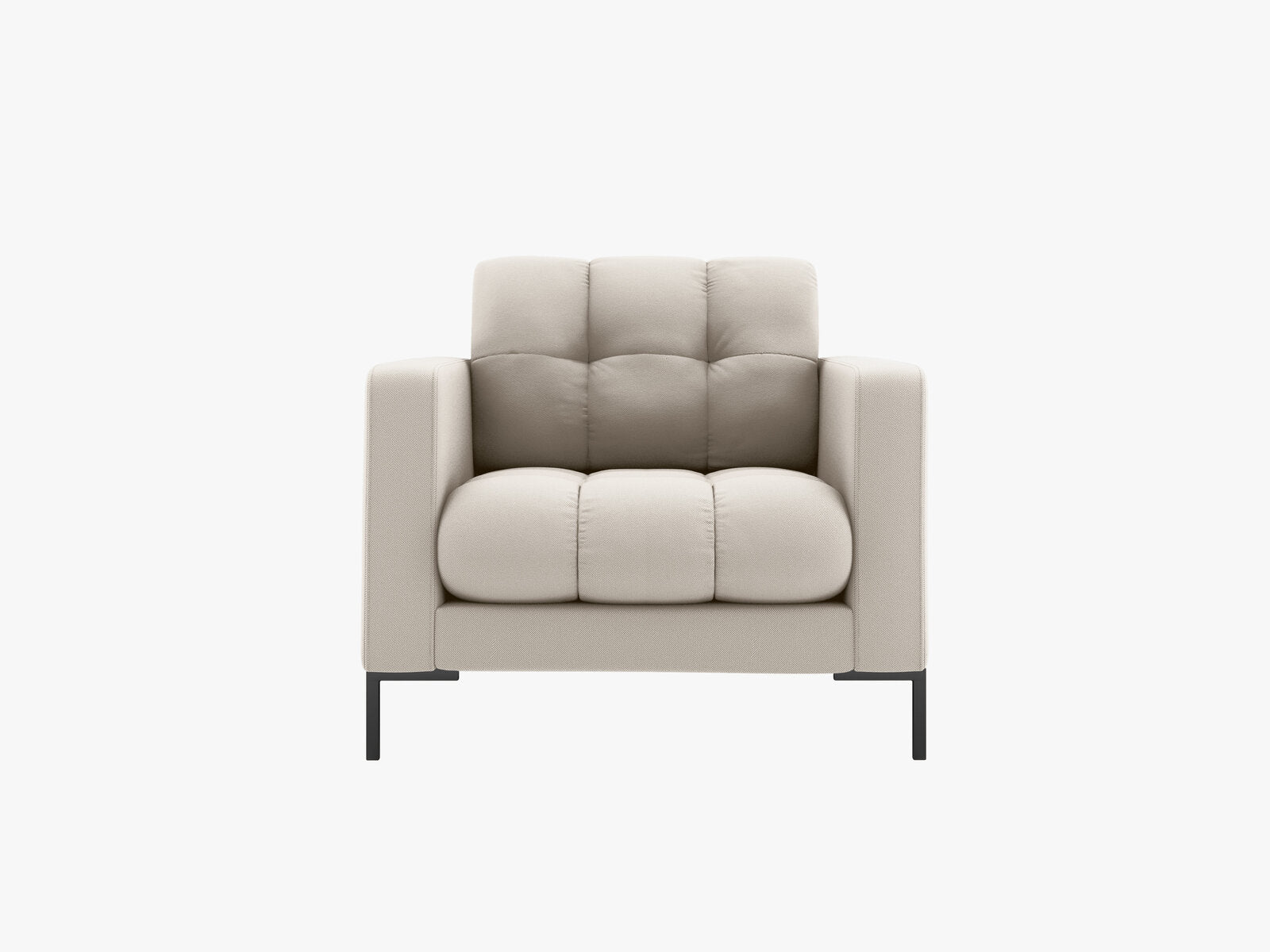Micadoni Sessel Mamaia 1-Sitzer Strukturierter Stoff Neve Beige schwarze Beine