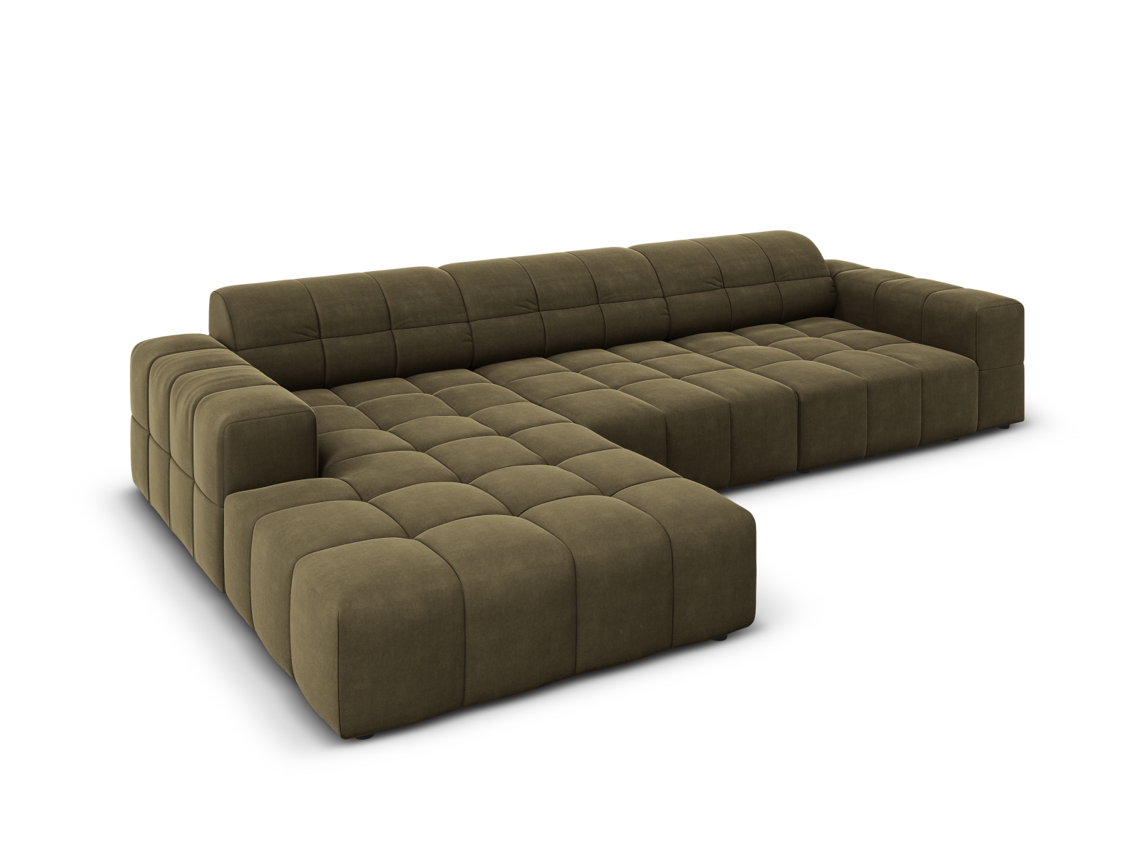 Cosmopolitan Design Ecksofa Chicago 4-Sitzer Samt Bluvel Grün Links