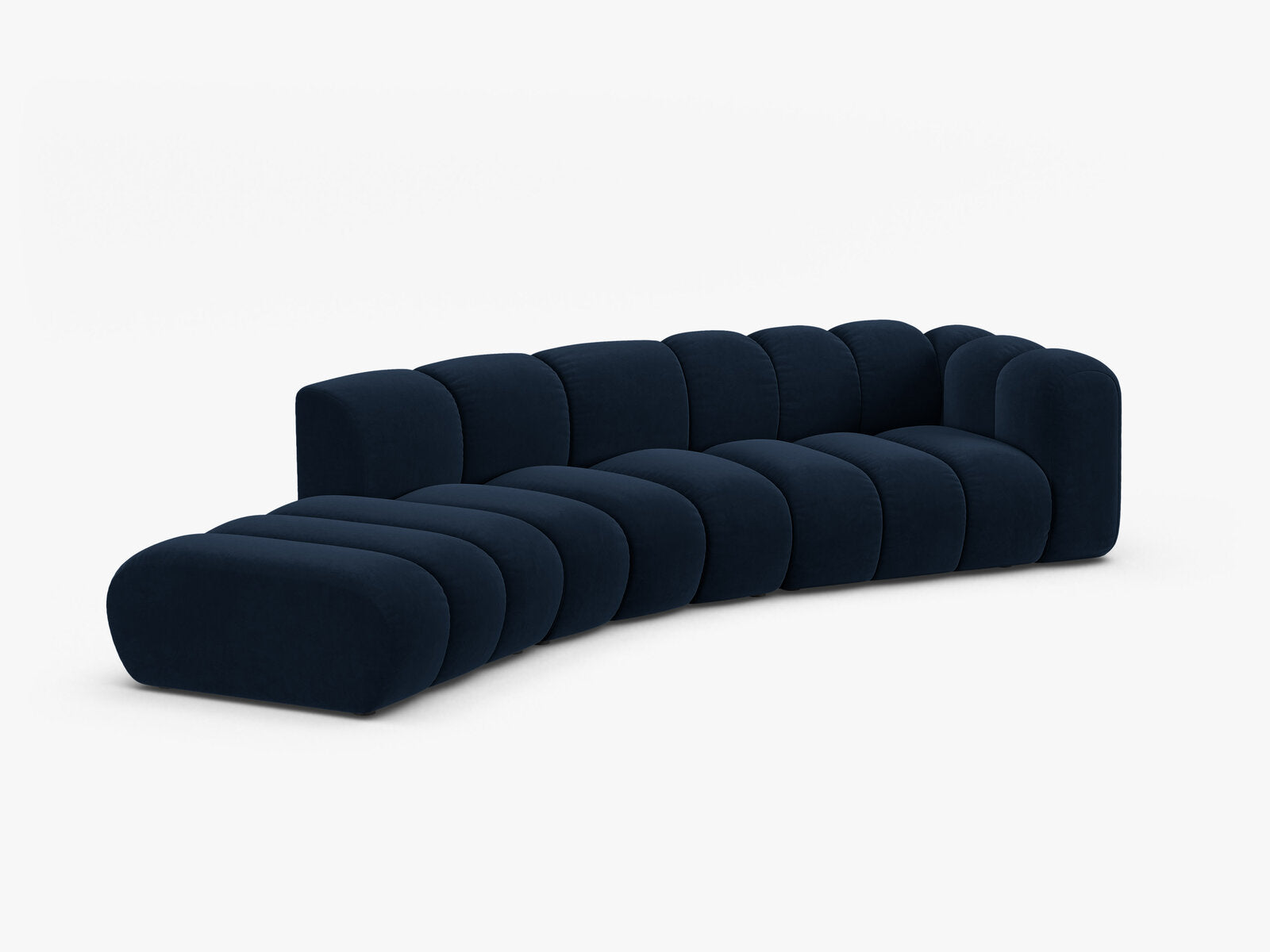 Micadoni Modulares Sofa Lupine 5-Sitzer Links Samt Salvador Königsblau