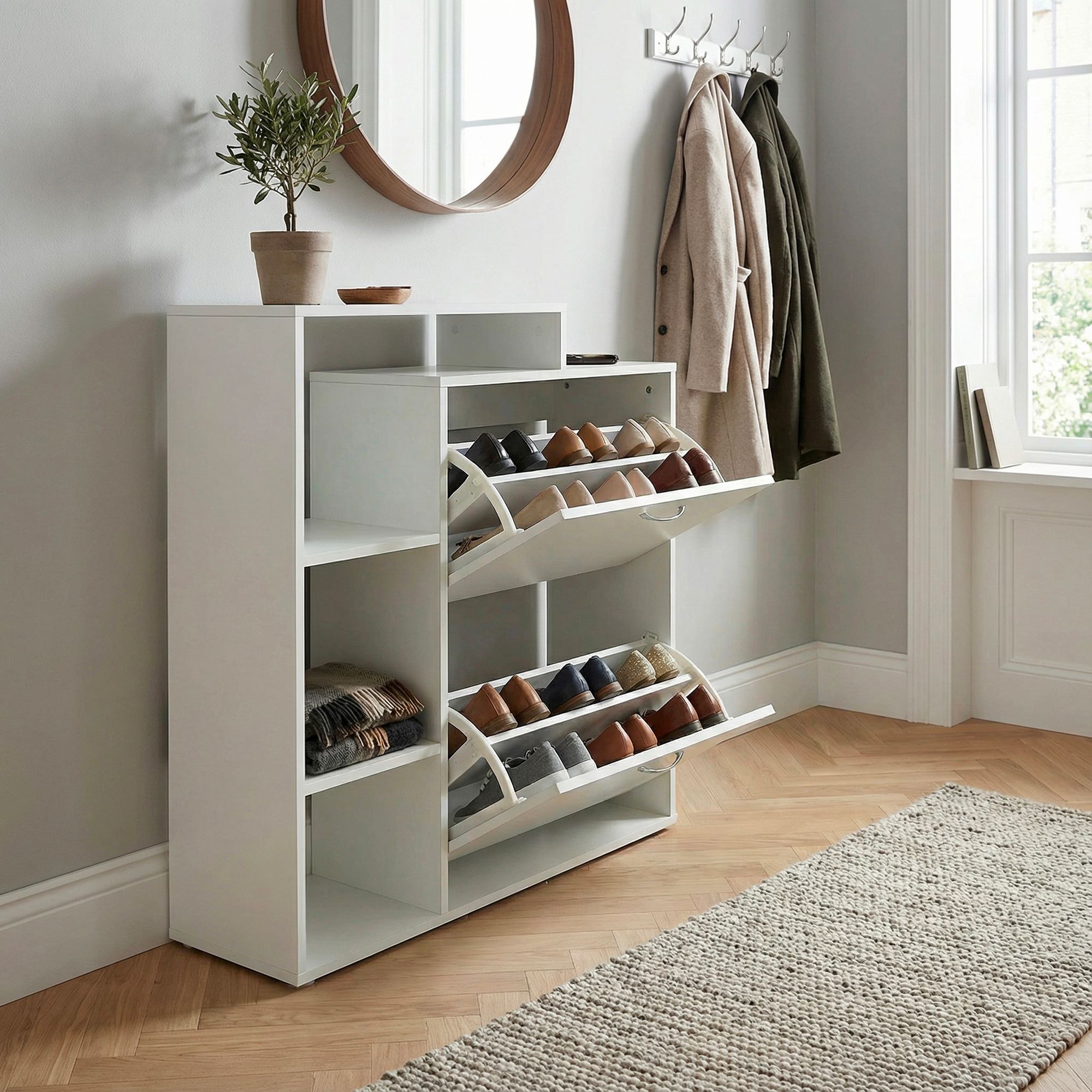 Schuhkommode Ulsvag Weiß 85 × 24 × 93 cm