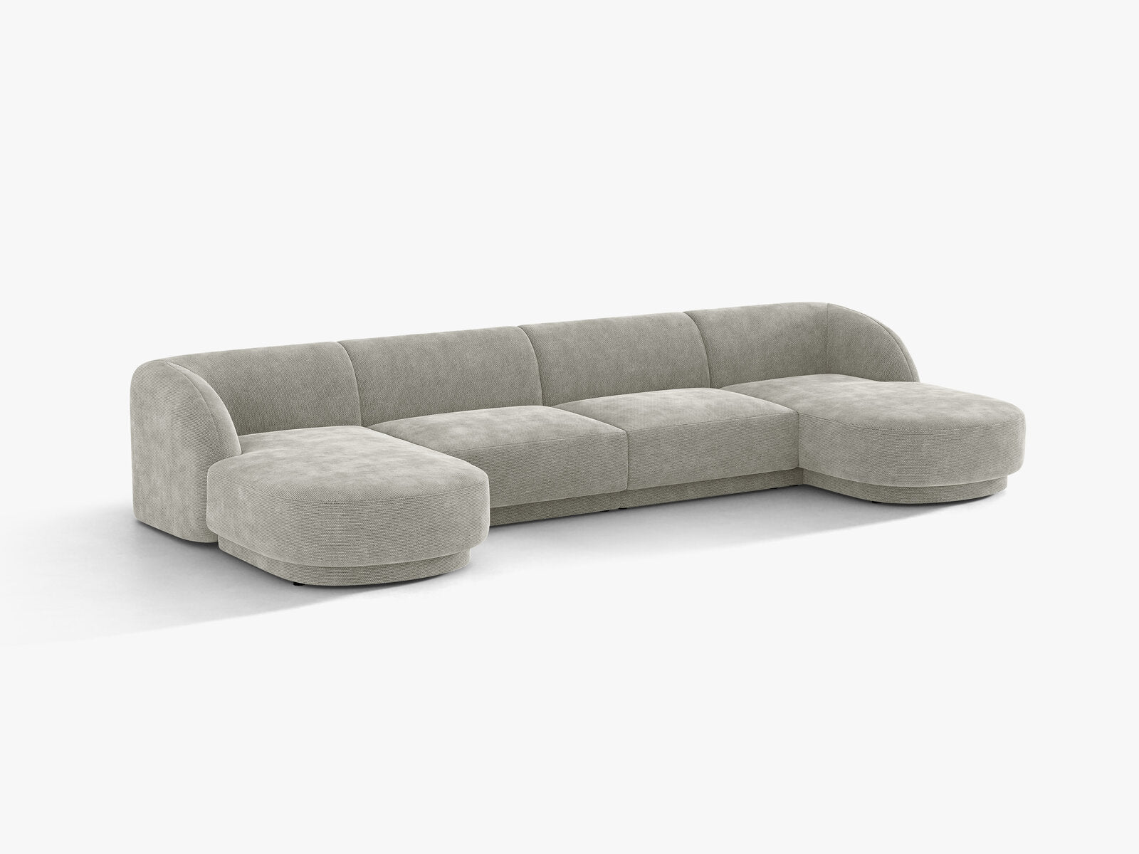 Micadoni Panorama-Sofa Miley 5-Sitzer Chenille Haga Hellgrau