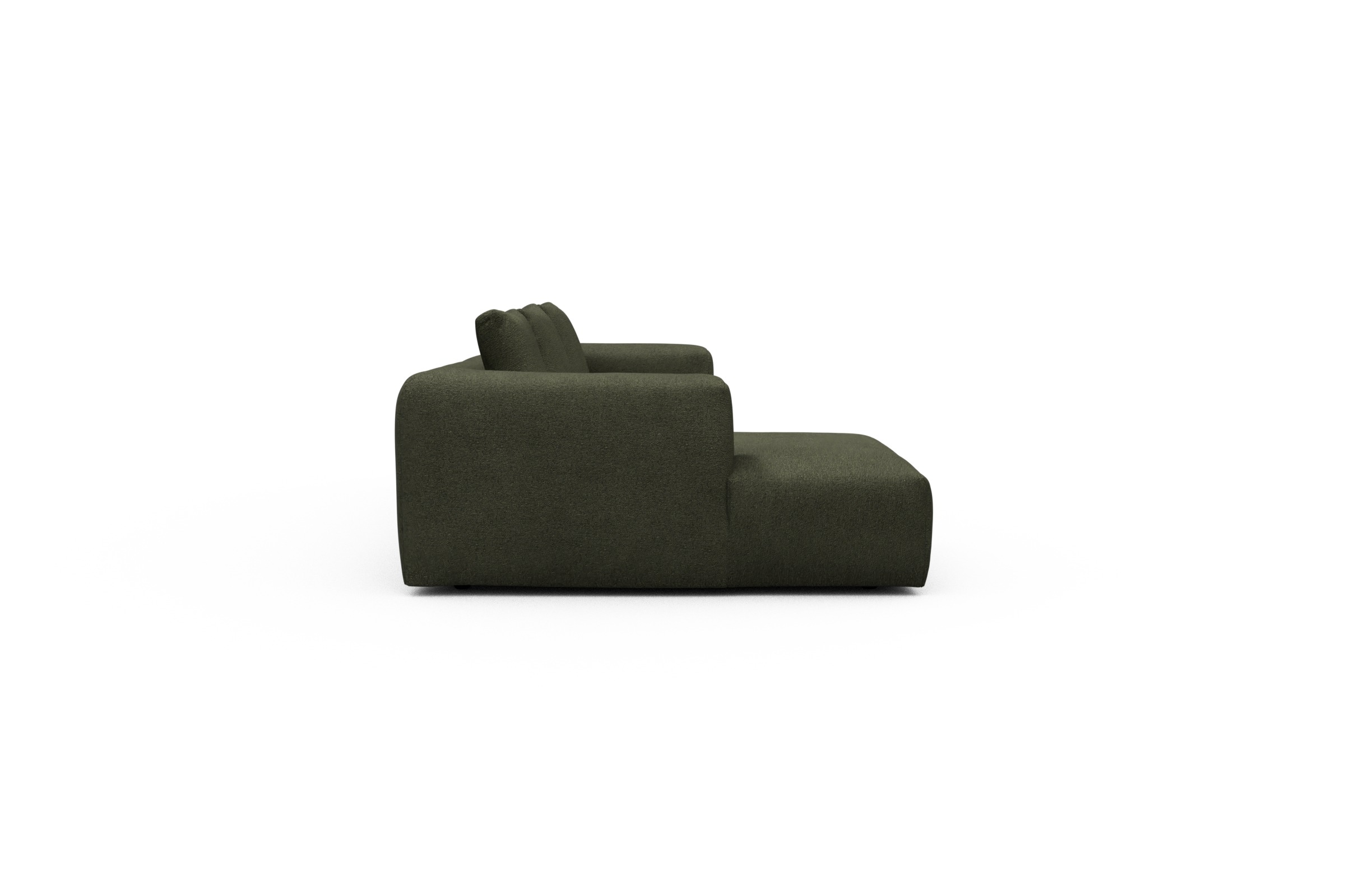 Ecksofa Fred Chaiselongue links mit 2,5-Sitzer Boucle-Forest-Green