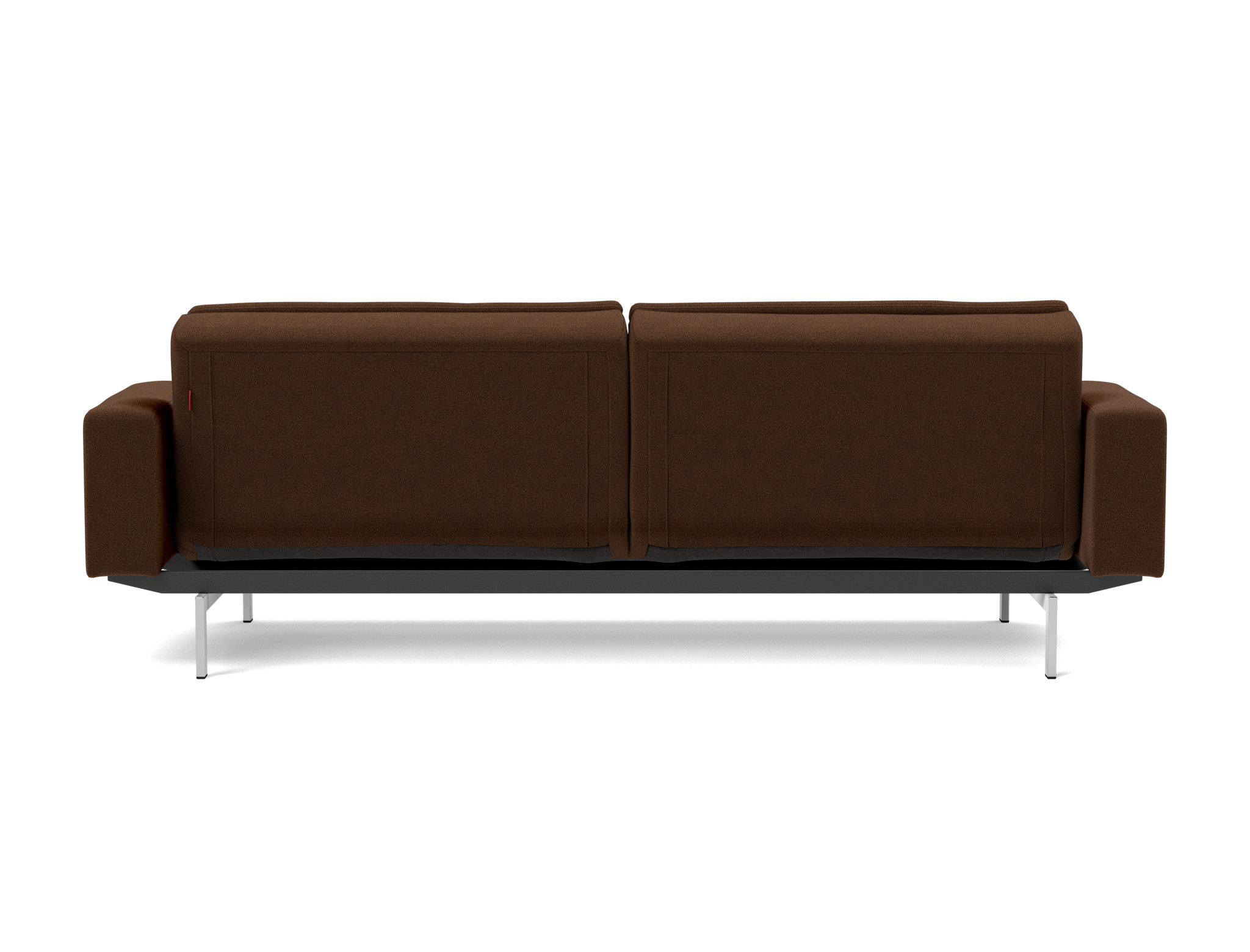 Schlafsofa Dublexo mit Armlehnen Strukturierter Stoff Taura 359-Cappuccino Beine Chrom