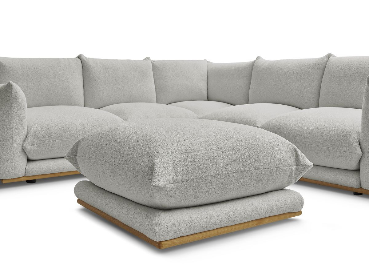 Bobochic Ernest Ecksofa mit Pouf Bouclé-Stoff Hellgrau