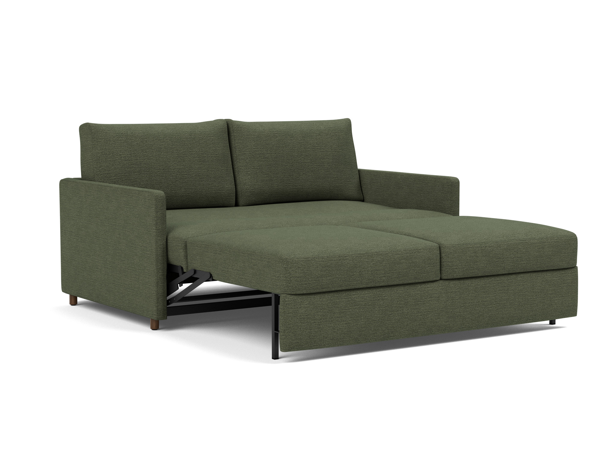 Schlafsofa Neah mit Slim-Armlehnen 160 Strukturierter Stoff Taura 353-Forest