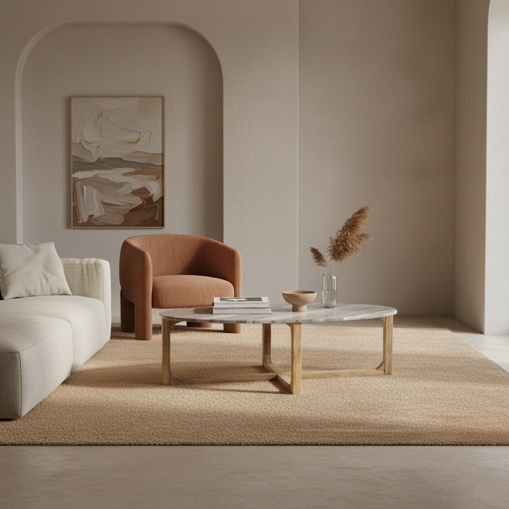 Raw Materials Ovaler Marmor-Couchtisch Fantasy-Braun 120x60x38cm