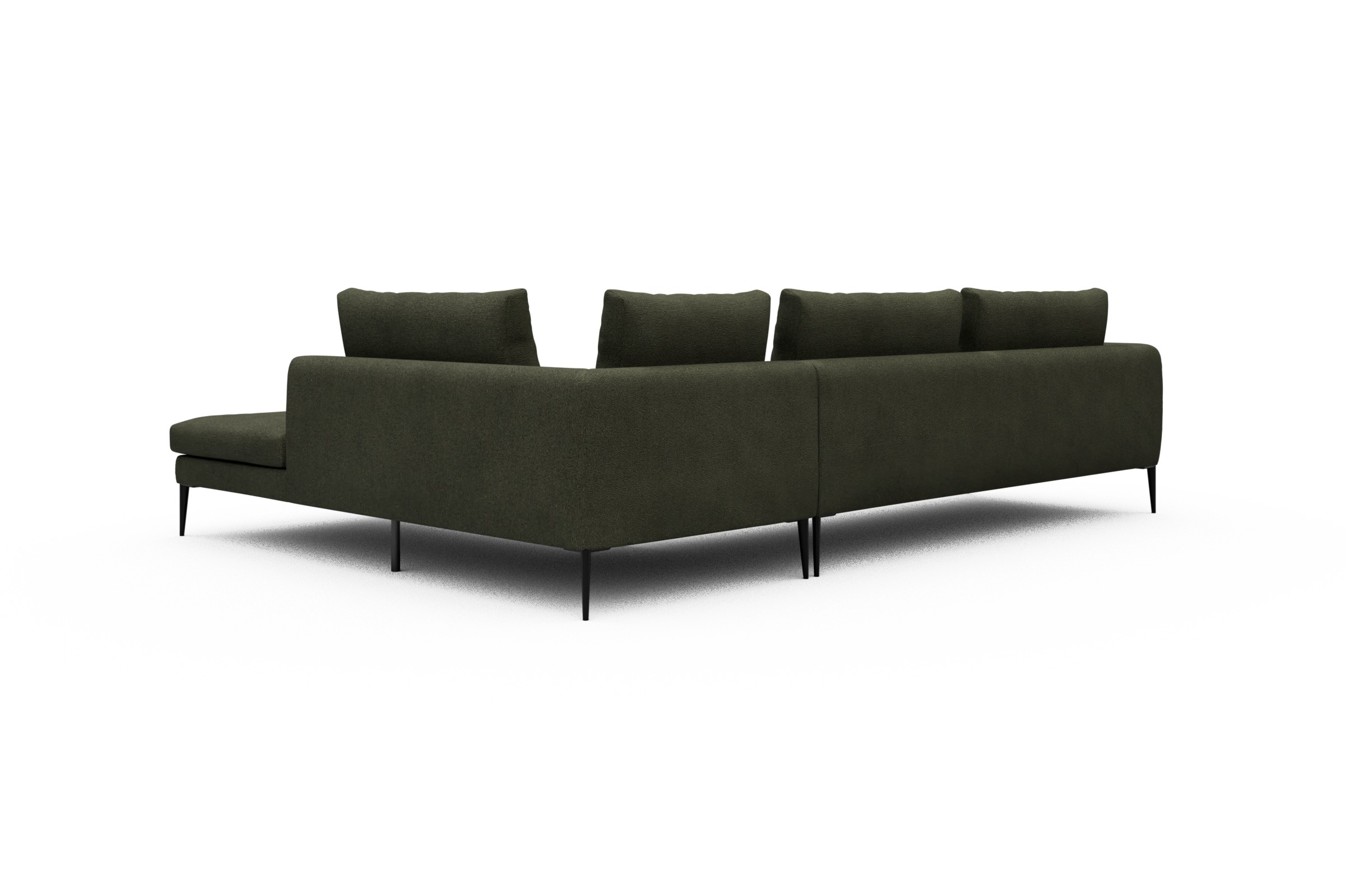 Ecksofa Paul Relax-Ecke links mit 3-Sitzer Boucle-Forest-Green