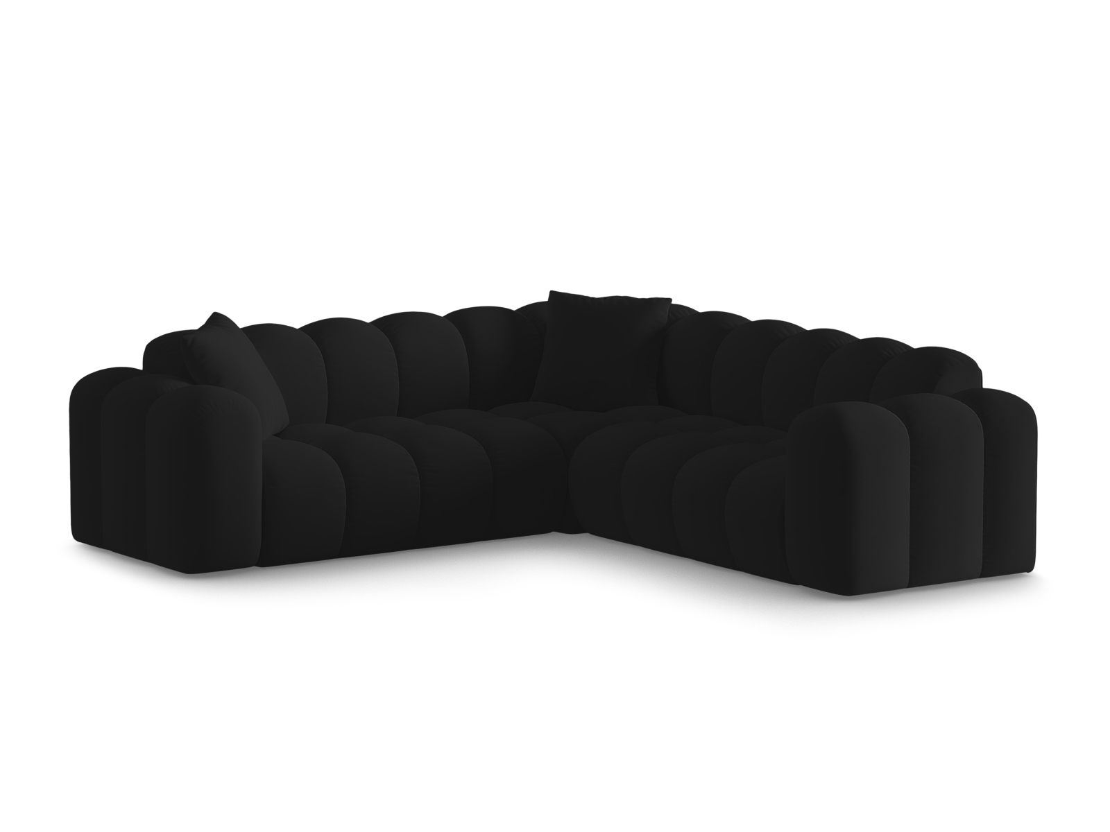Cosmopolitan Design Symmetrisches Ecksofa Treno 3-Sitzer Samt Bluvel Schwarz