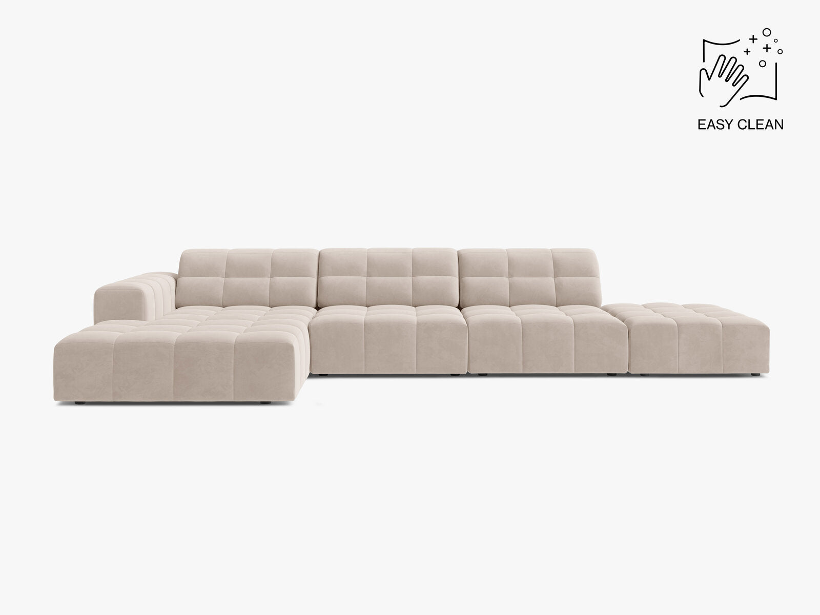 Micadoni Ecksofa Jennifer 5-Sitzer Samt Venus Helles Beige Links