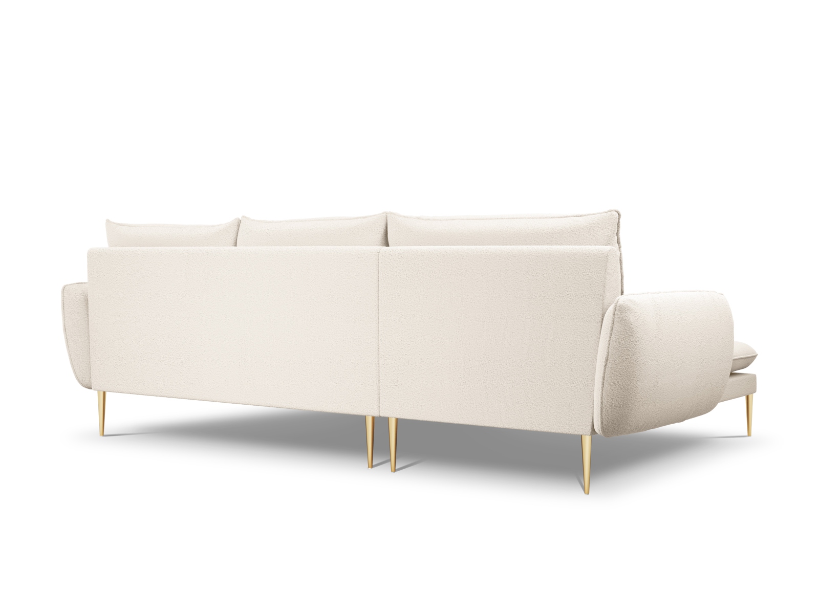 Cosmopolitan Design Ecksofa Vienna 5-Sitzer Boucle Ascot Beige Links Beine Gold