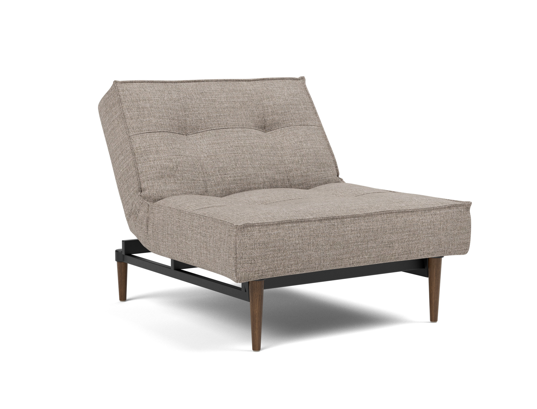 Sessel Splitback Chenille Yuveno 472-Warm-Grey Beine Styletto Eiche dunkel