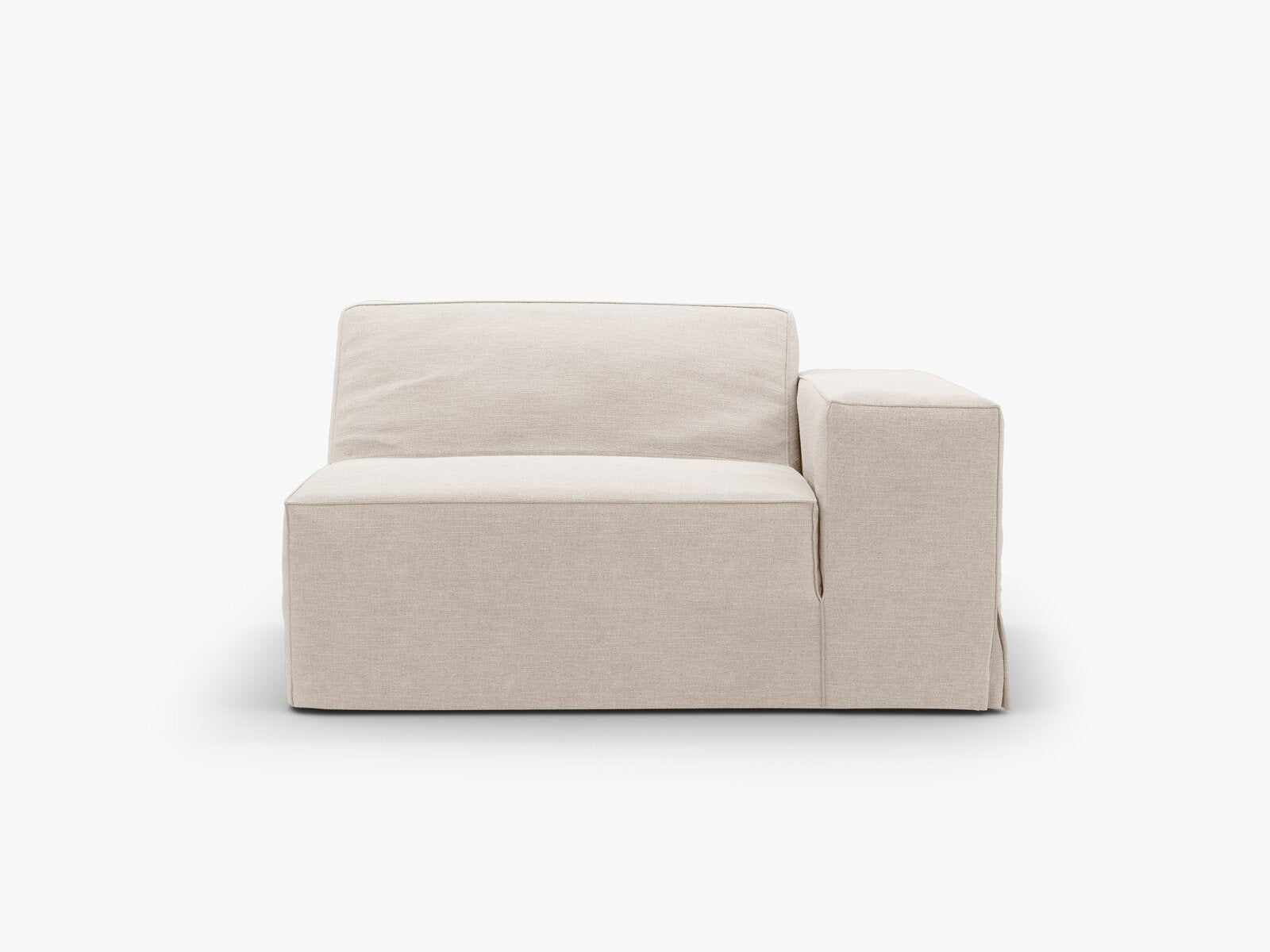 Micadoni Eckmodul mit Armlehne Jodie 1-Sitzer Rechts Strukturierter Stoff Lins Beige
