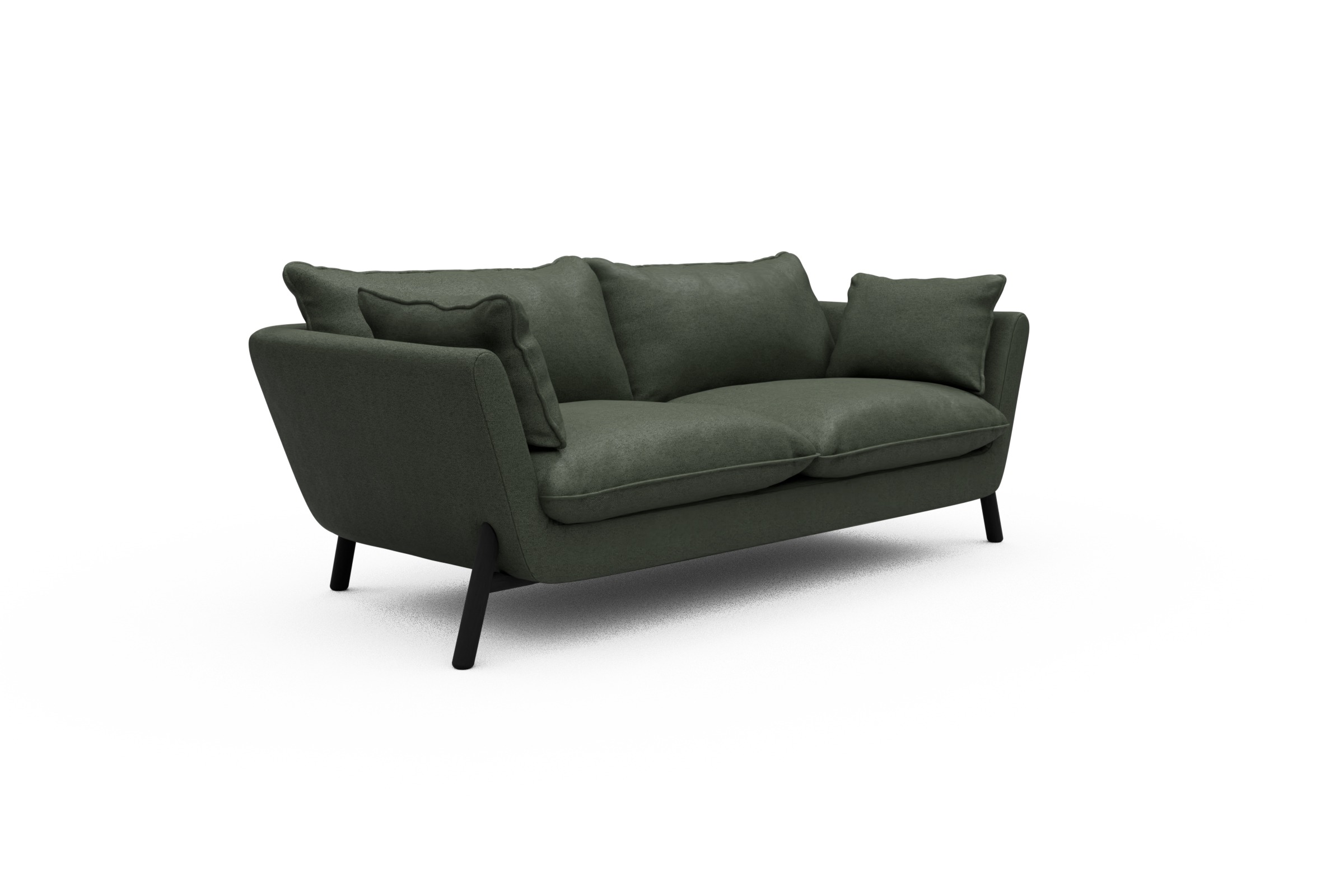 Sofa Emil PREMIUM 2-Sitzer Beinfarbe Eiche Schwarz Denari-Forest-Green