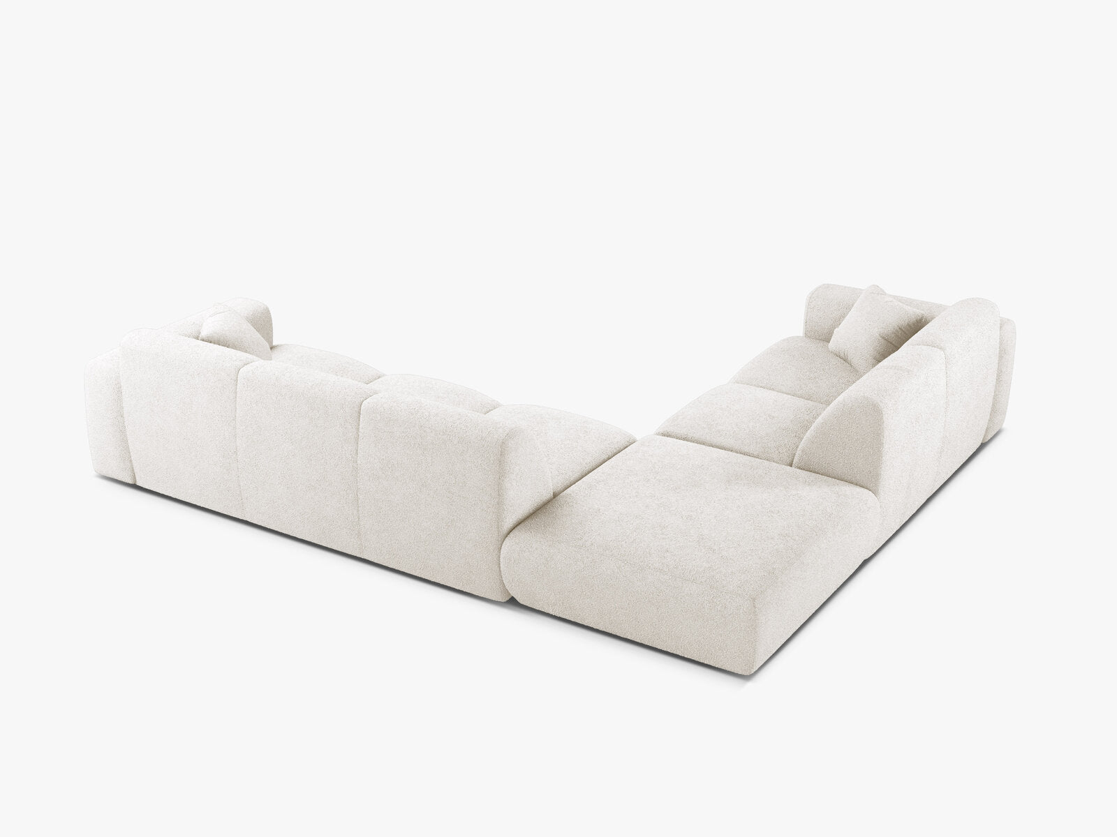 Micadoni Ecksofa Molino 6-Sitzer Links Boucle Baloo Weiß