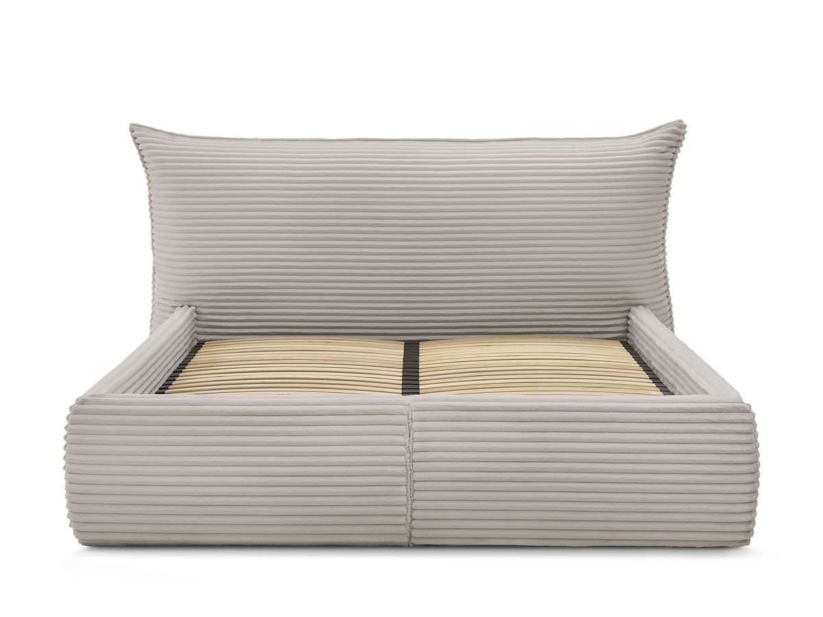 Bobochic Jade Polsterbett mit Bettkasten Cordsamt Taupe, Liegefläche 160 × 200 cm