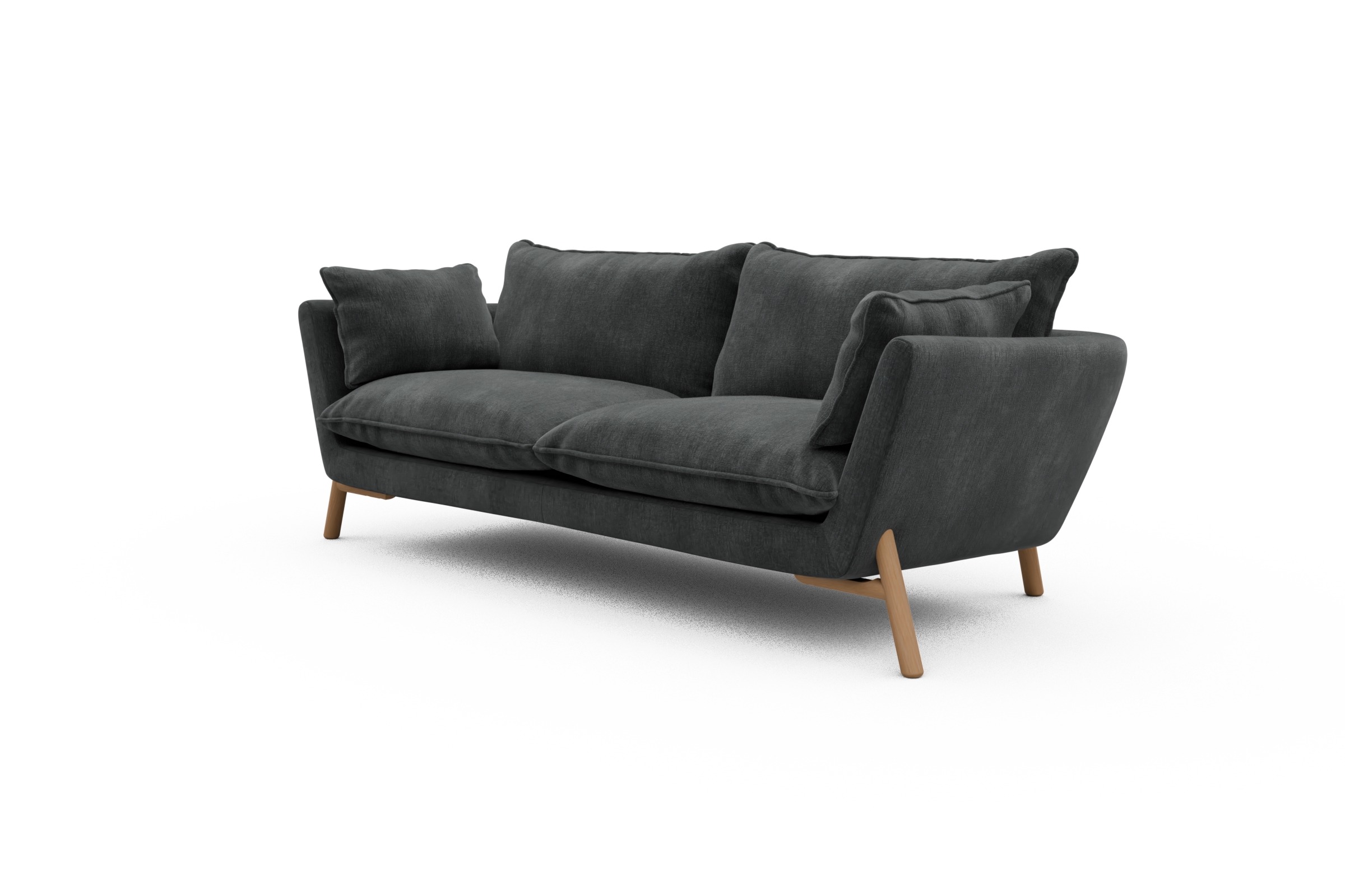 Sofa Emil PREMIUM 3-Sitzer Beinfarbe Eiche Natur Smooth-Deep-Warm-Grey