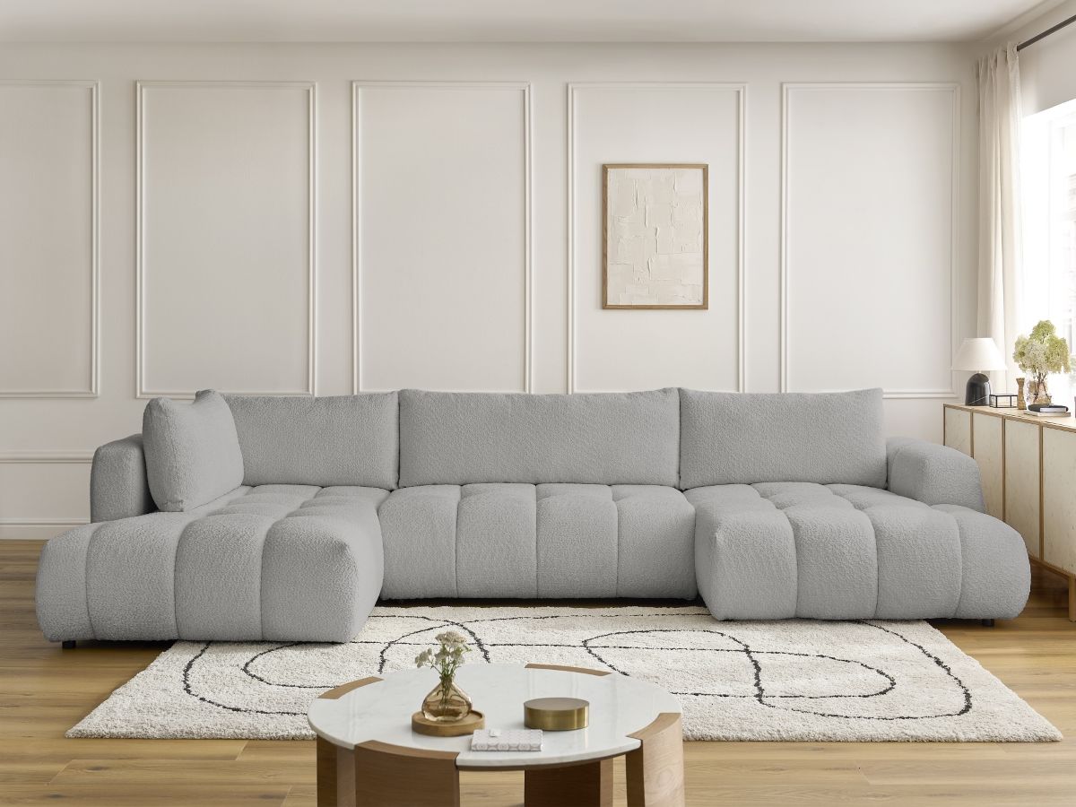 Bobochic Fuji Wohnlandschaft Bouclé-Stoff Hellgrau Ecke rechts