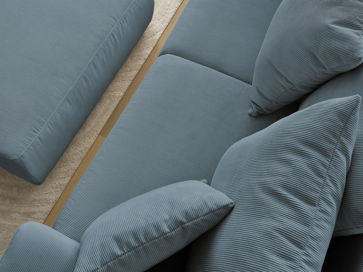 Bobochic Sidonie Sofa 4-Sitzer mit Pouf Cordsamt Dunkelblau