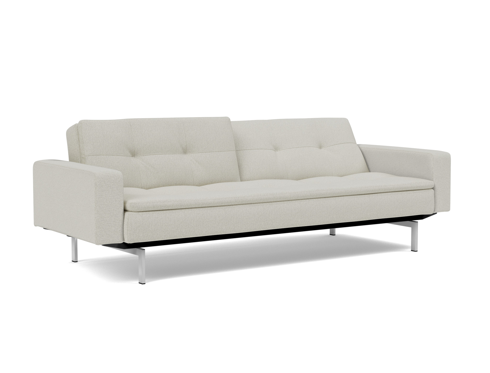 Schlafsofa Dublexo mit Armlehnen Flachgewebe Mixed Dance 527-Natural Beine Chrom