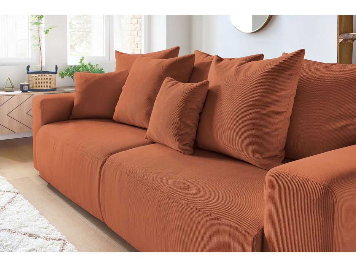 Bobochic Envy Schlafsofa 3-Sitzer mit Bettkasten Cordsamt Orange