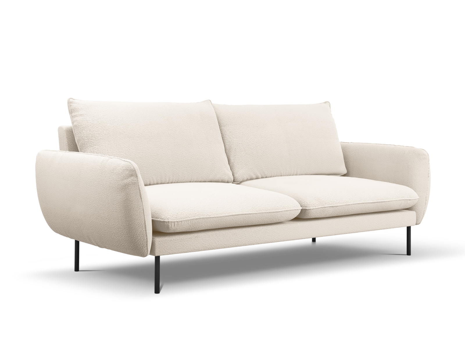 Cosmopolitan Design Sofa Vienna 4-Sitzer Boucle Ascot Beige Beine Schwarzes Metall
