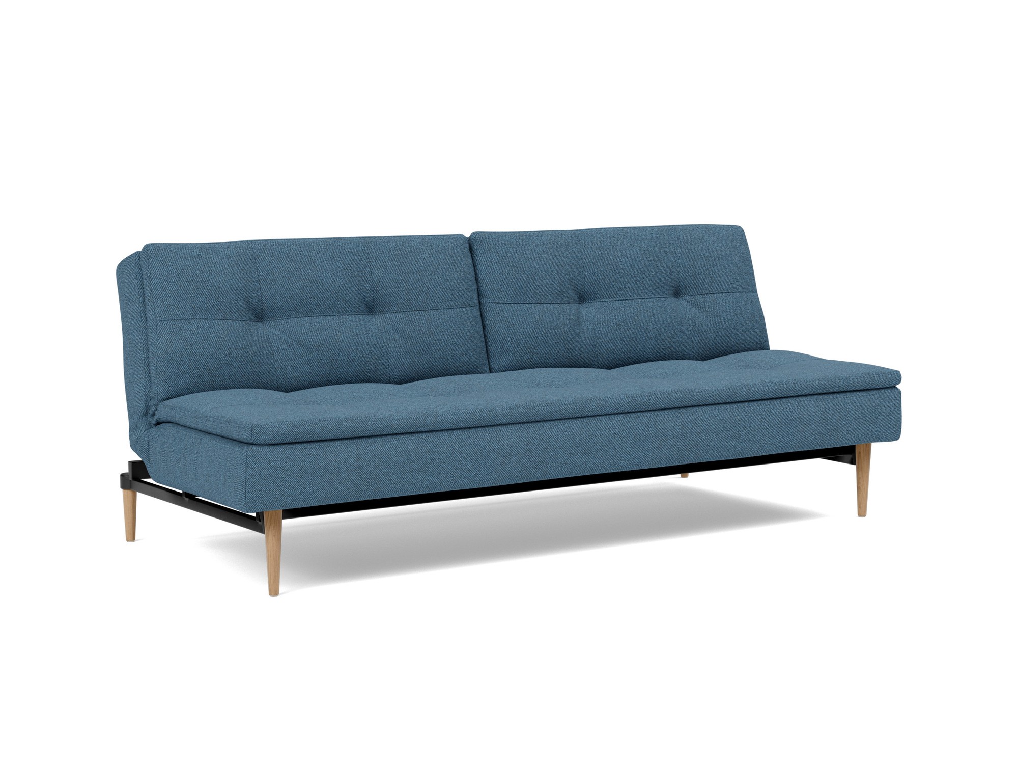 Schlafsofa Dublexo Strukturierter Stoff Weda 302-Weda-Blue Beine Styletto Eiche hell