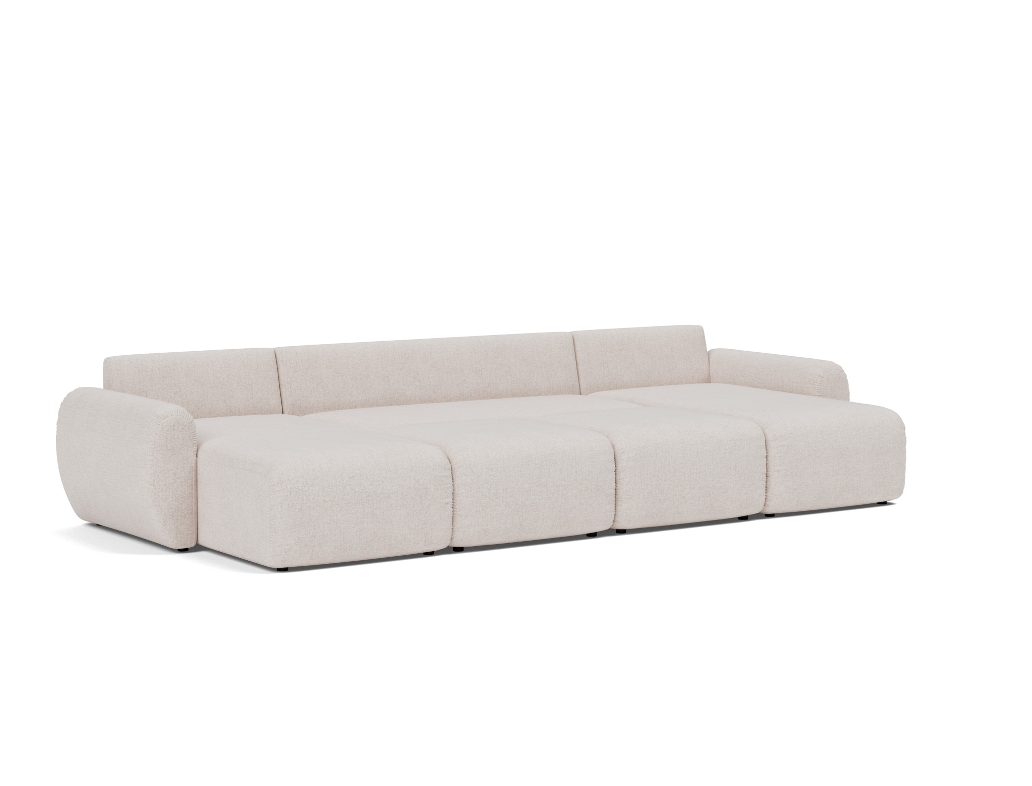 Schlafsofa Norum U-Form mit Curve-Armlehnen Strukturierter Stoff Weda 300-Weda-Sand