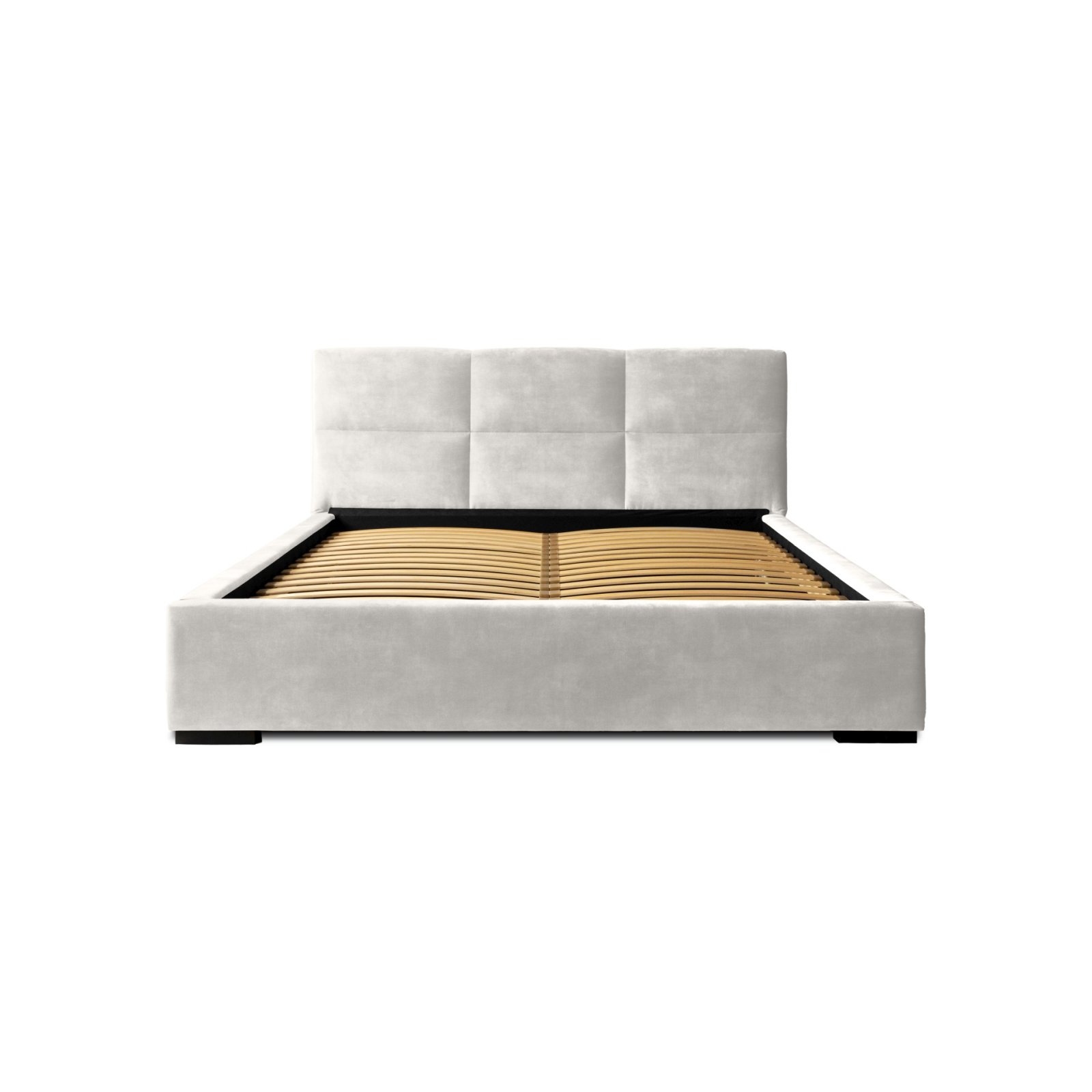 Polsterbett Portoza Samtstoff 140x200 mit Metallrahmen Macau Pearl