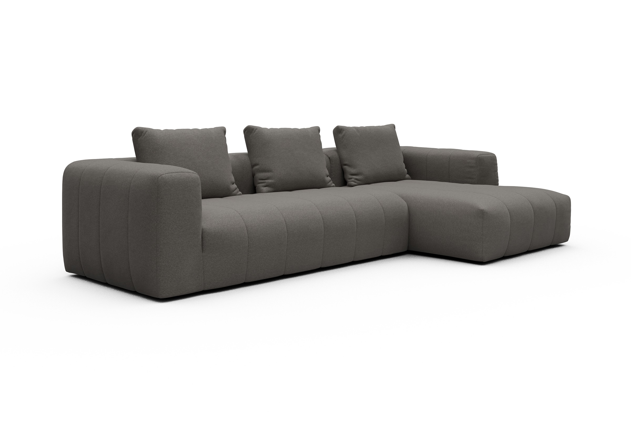 Ecksofa Hugo 2,5-Sitzer Armlehne links mit Chaiselongue Satya-Taupe