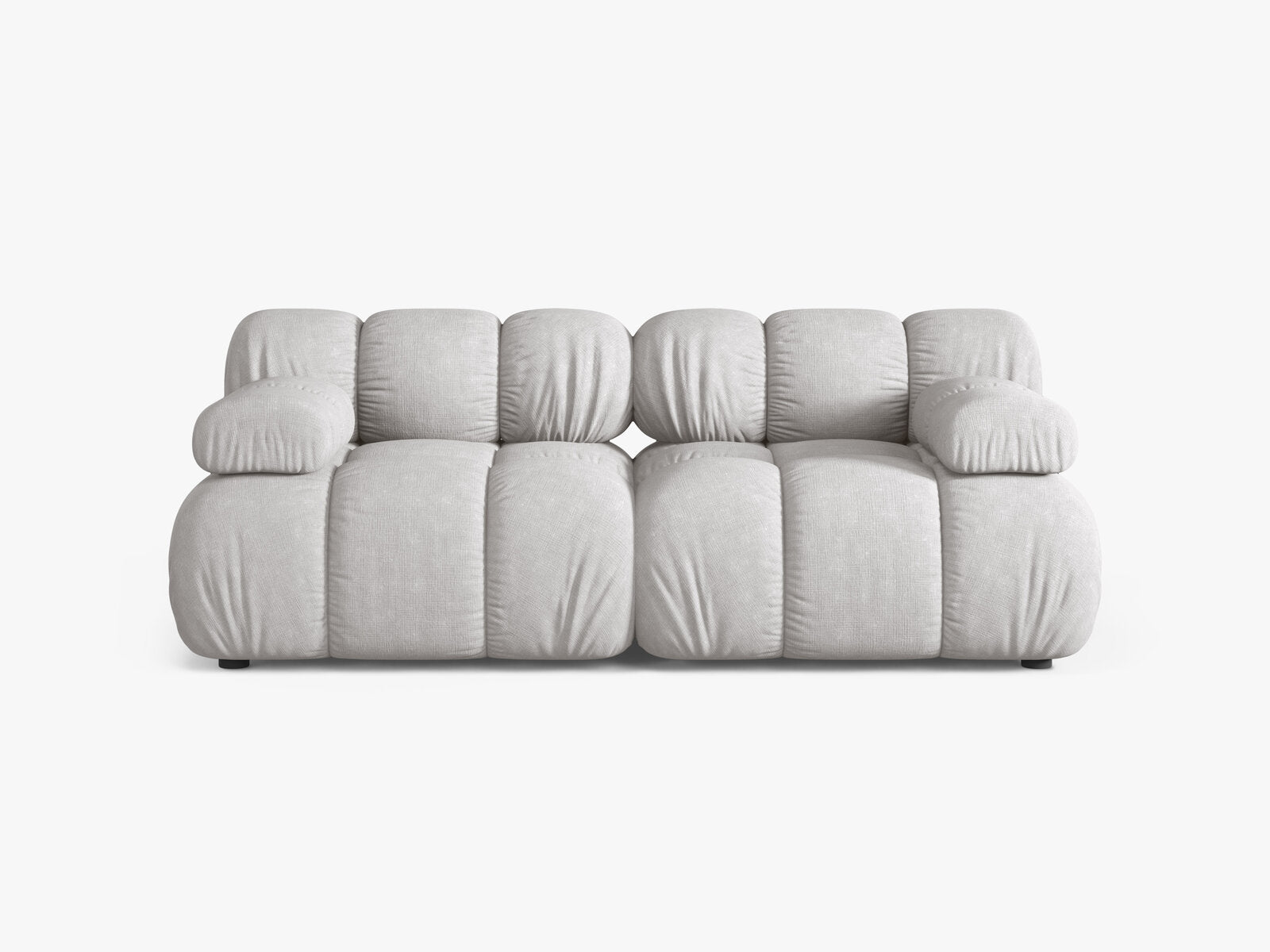 Micadoni Modulares Sofa Bellis 2-Sitzer Strukturierter Stoff Liberty Hellgrau
