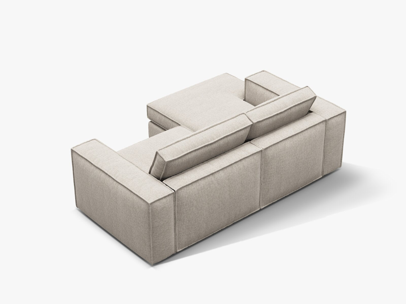 Micadoni modulares Ecksofa Pola 2-Sitzer kleine Version Links Strukturierter Stoff Babel Sand