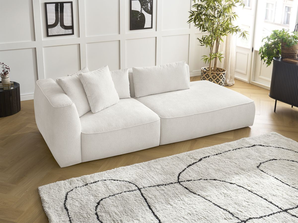 Bobochic Leopold Sofa 3-Sitzer Strukturstoff Weiß Armlehne links
