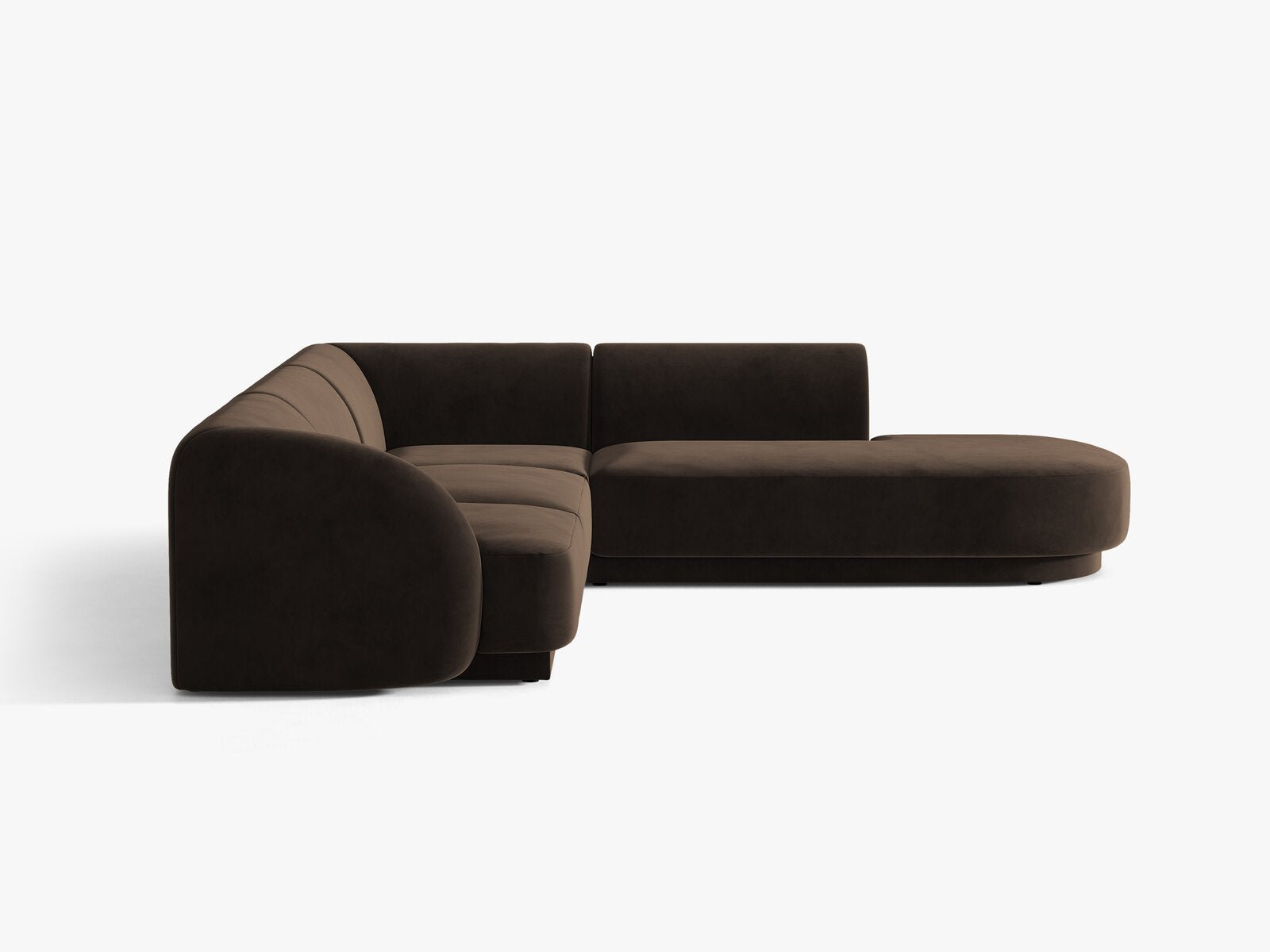 Micadoni Ecksofa Miley 6-Sitzer Samt Bluvel Dunkelbraun Rechts