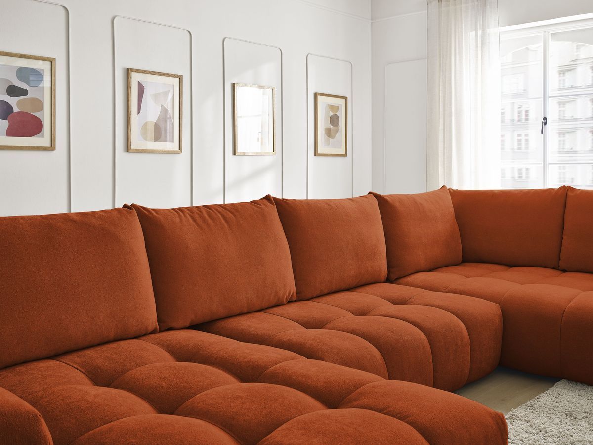 Bobochic Everest Wohnlandschaft, 6 Kissen Strukturstoff Orange Ecke links