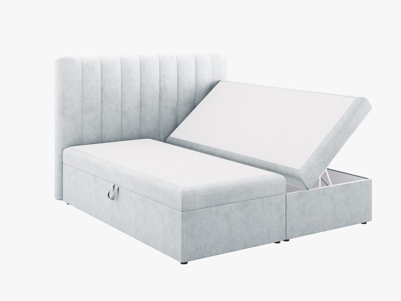 Micadoni Boxspringbett Kelp Strukturierter Stoff Hellgrau 180x200