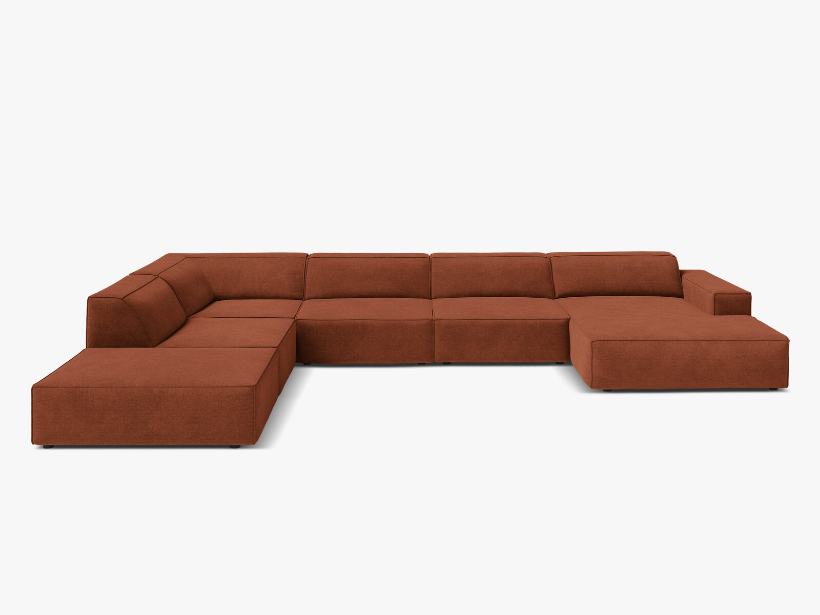 Micadoni Panorama-Ecksofa Jodie 7-Sitzer Strukturierter Stoff Liberty Ziegel Links