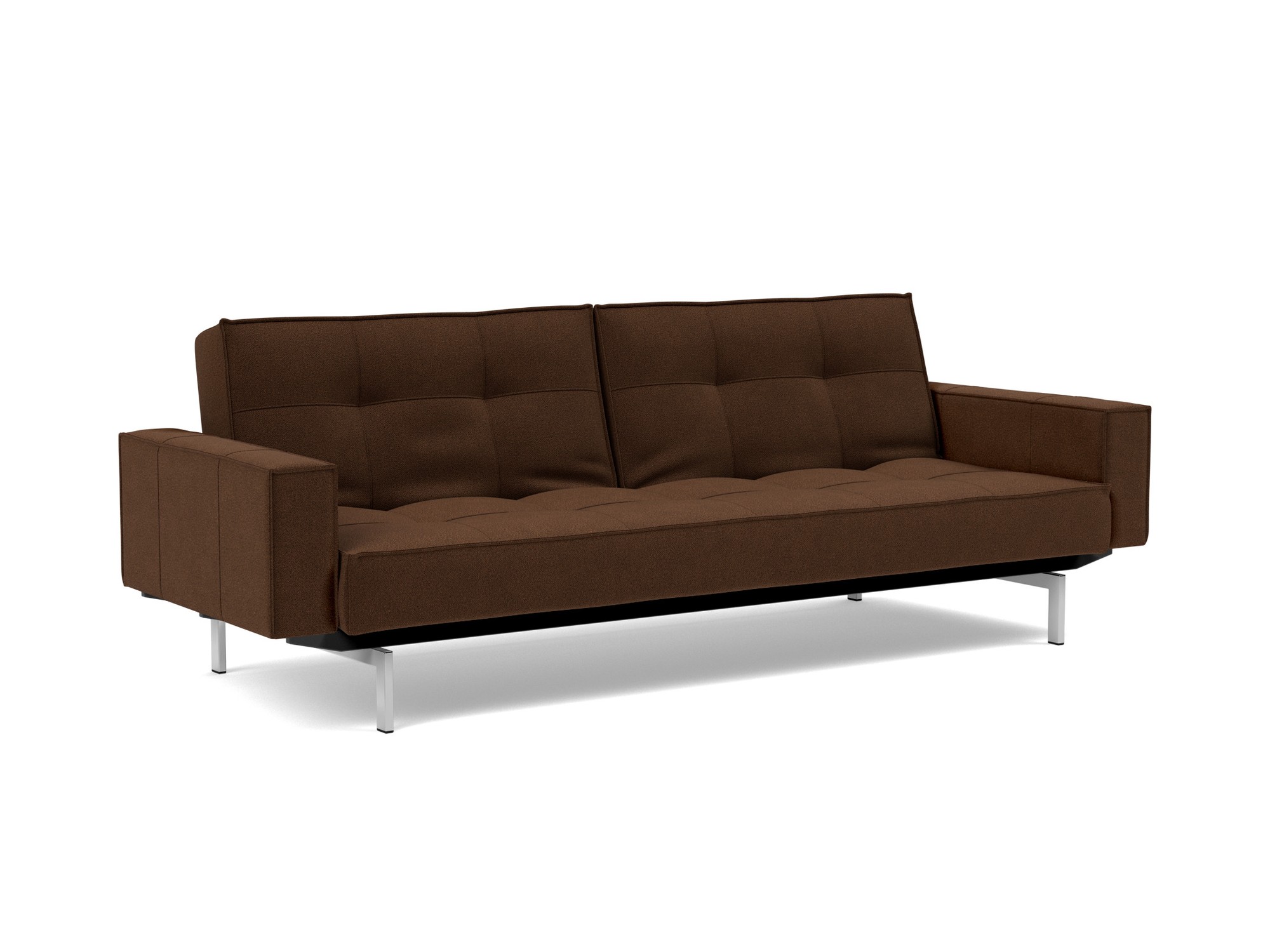 Schlafsofa Splitback mit Armlehnen Strukturierter Stoff Taura 359-Cappuccino Beine Chrom