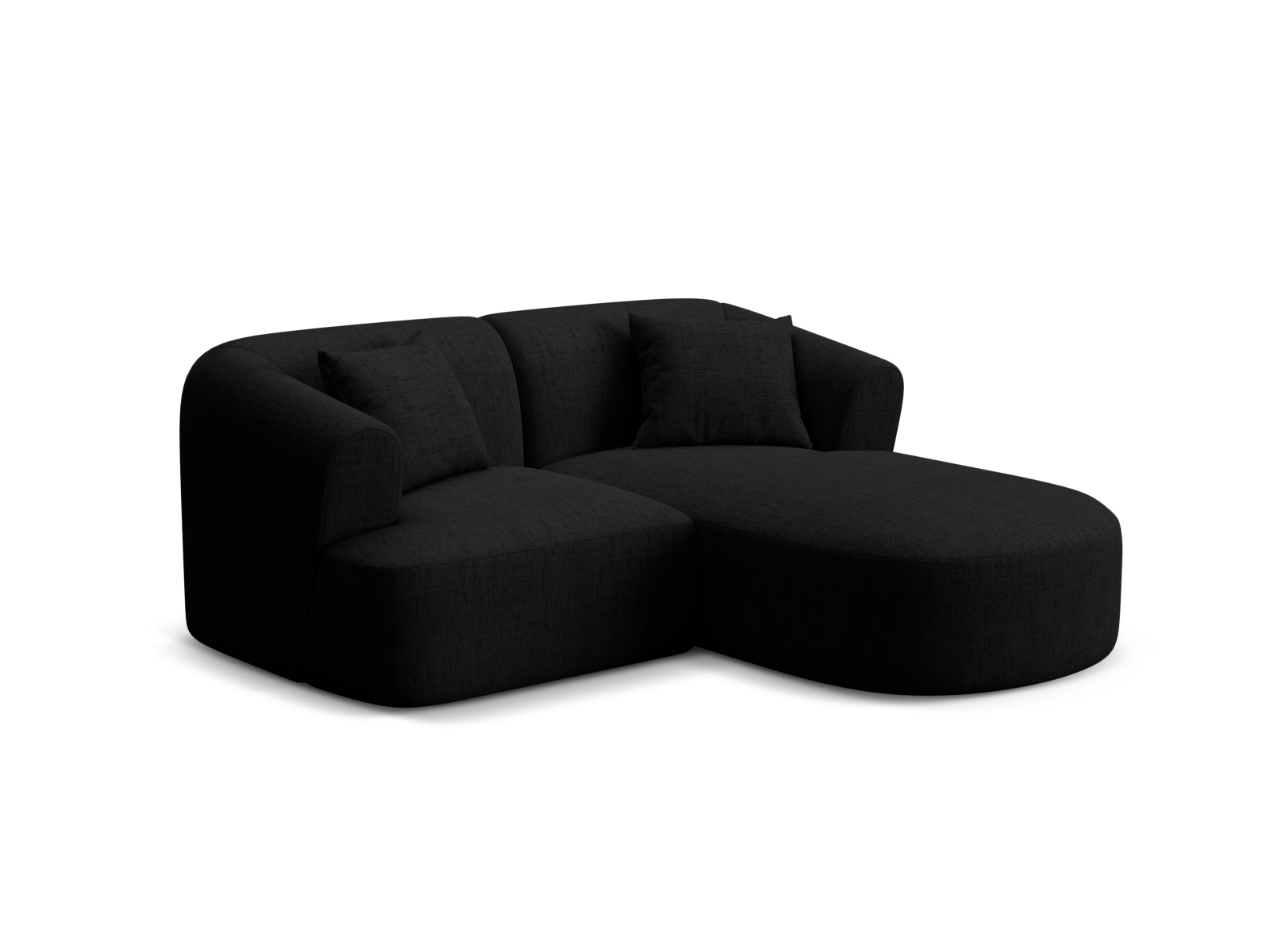 Cosmopolitan Design Ecksofa Campi 3-Sitzer Strukturierter Stoff Moly Schwarz Rechts