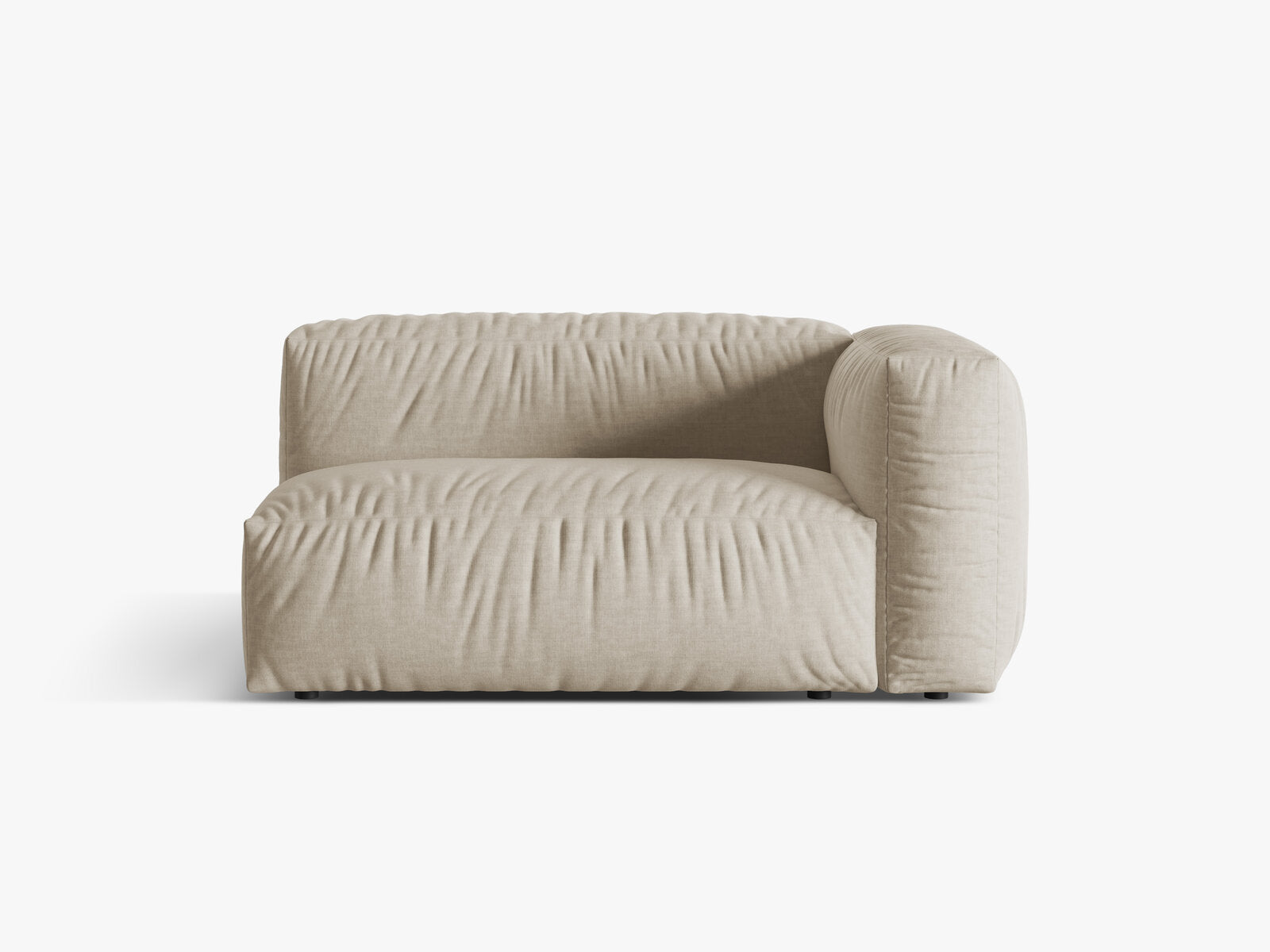 Micadoni Eckmodul Martina 1-Sitzer Groß Rechts Strukturierter Stoff Boston Helles Beige