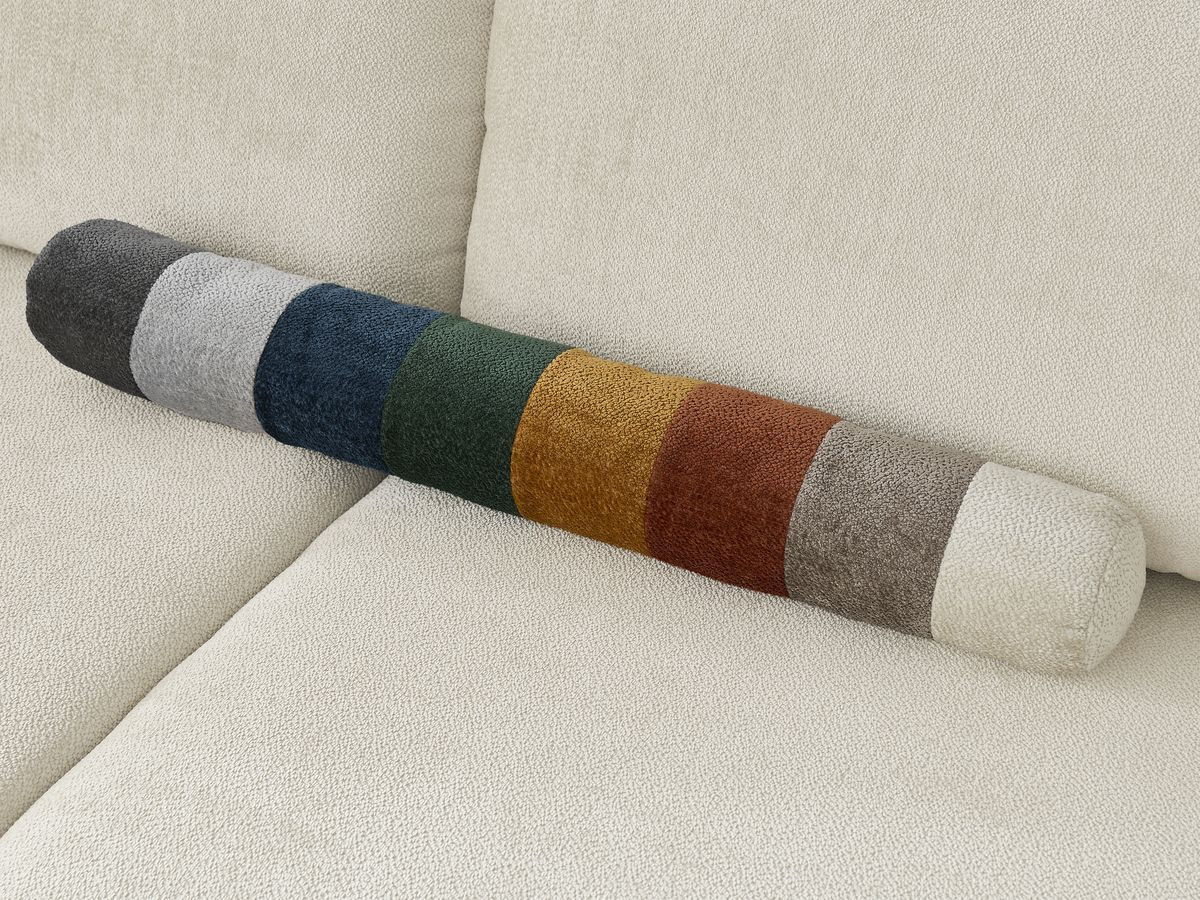 Bobochic Lucien Ecksofa mit Schlaffunktion und Bettkasten und Pouf 296 × 198 cm Stoff Beige Ecke links