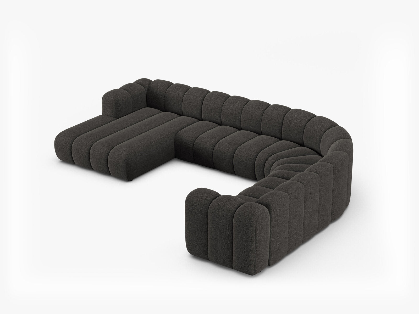 Micadoni Modulares Panorama Ecksofa Lupine 6-Sitzer Rechts Chenille Eden Dunkelgrau