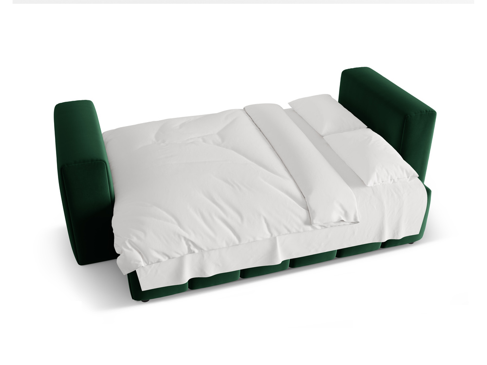 Cosmopolitan Design Schlafsofa Verona 3-Sitzer mit Bettkasten Samt Casino Flaschengrün