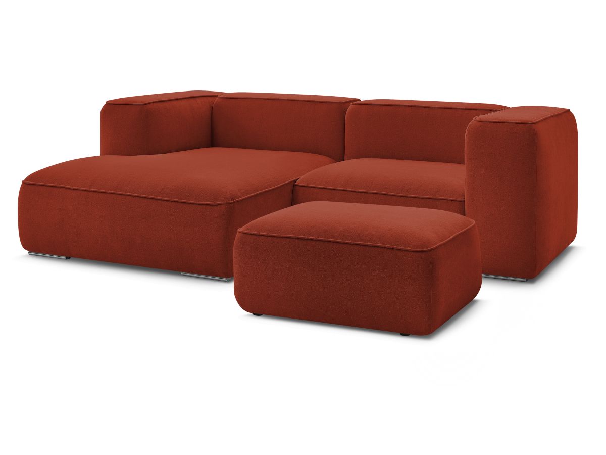 Bobochic Zephyr Ecksofa mit Pouf 260 × 165 cm Strukturstoff Orange Ecke links