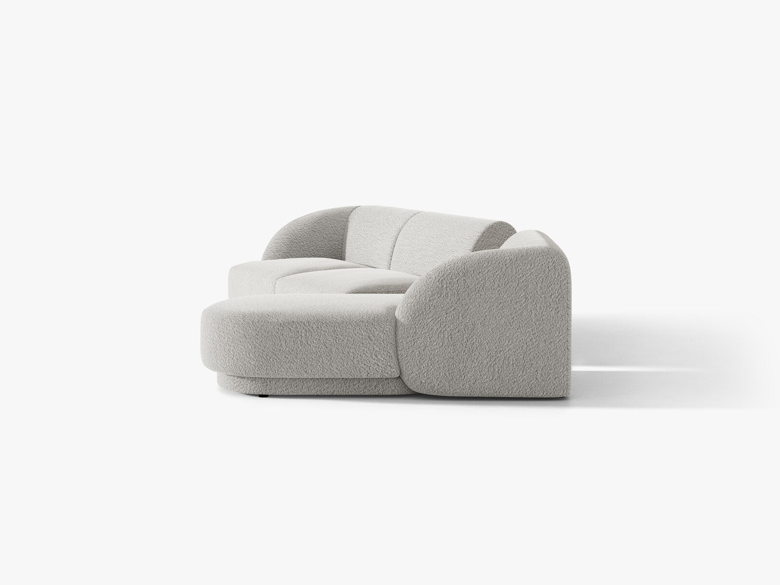 Micadoni Modulares Sofa Miley mit Recamiere 3-Sitzer Rechts Boucle Baloo Hellgrau