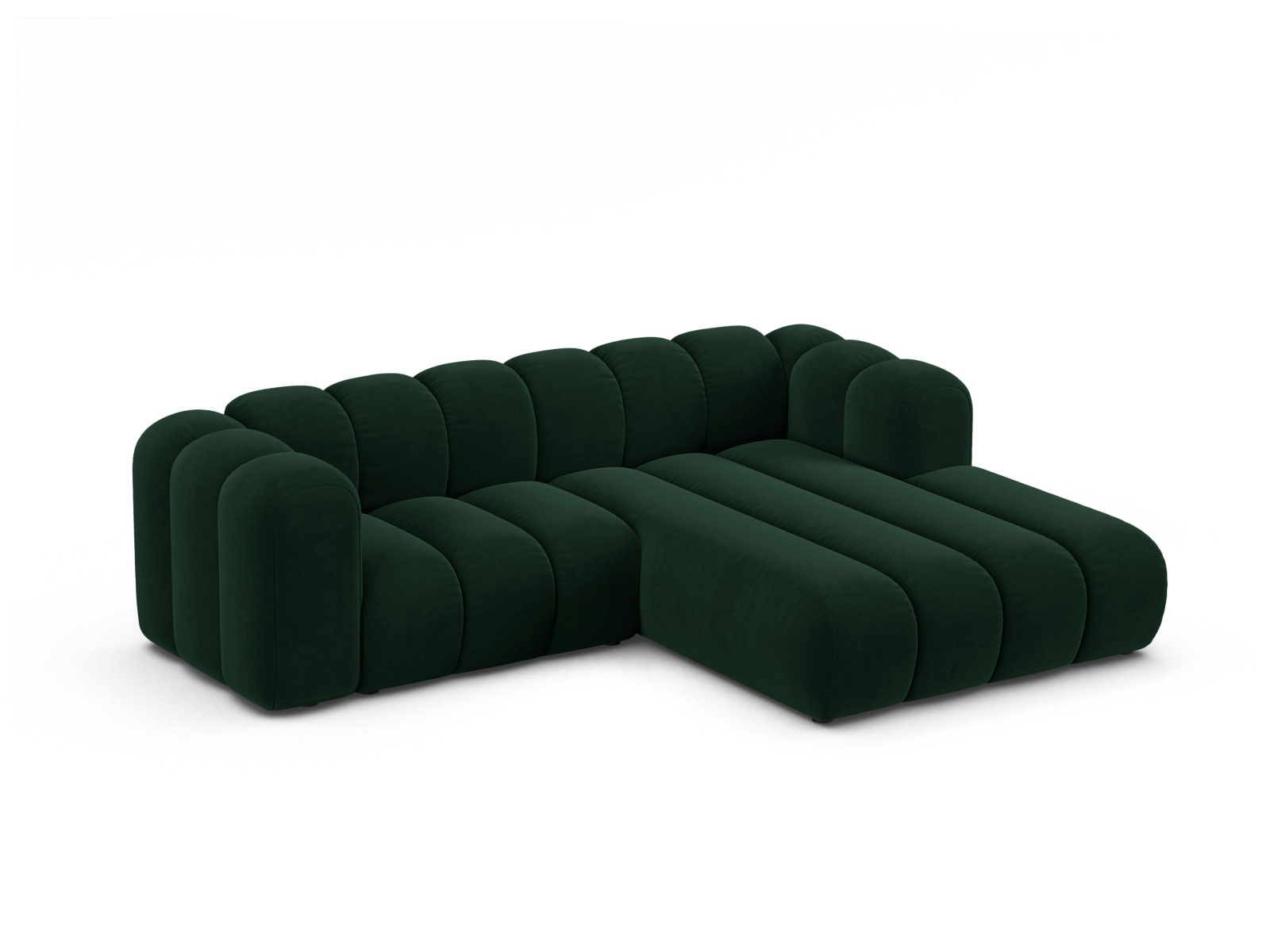 Micadoni Modulares Ecksofa Lupine 3-Sitzer Rechts Samt Salvador Flaschengrün