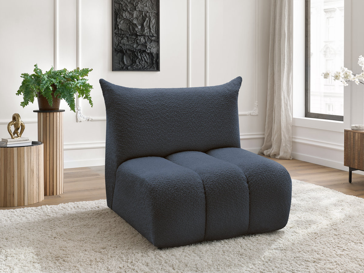 Bobochic Azra Sofamodul 1-Sitzer 90 × 112 cm Bouclé-Stoff Dunkelblau