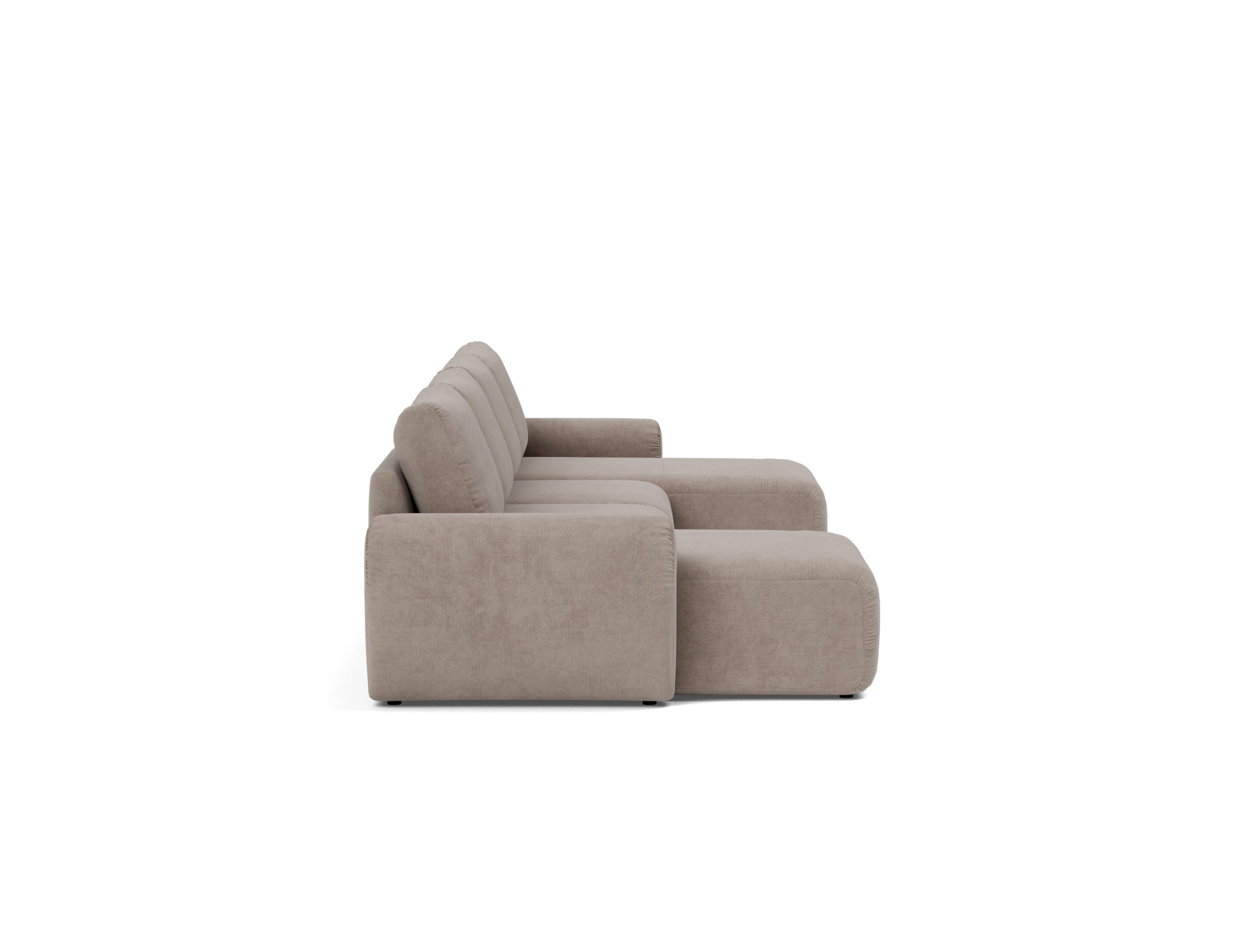 Schlafsofa Norum U-Form mit Curve-Armlehnen Kord Cordufine 318-Beige