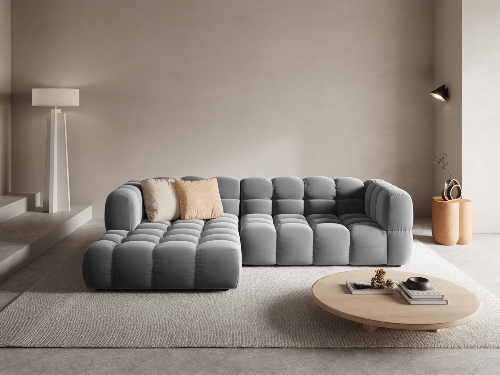Cosmopolitan Design Ecksofa Sky 4-Sitzer mittlere Version Samt Casino Hellgrau Links