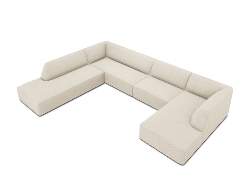 Cosmopolitan Design Panoramasofa Siena 7-Sitzer Kord Scala Helles Beige Links